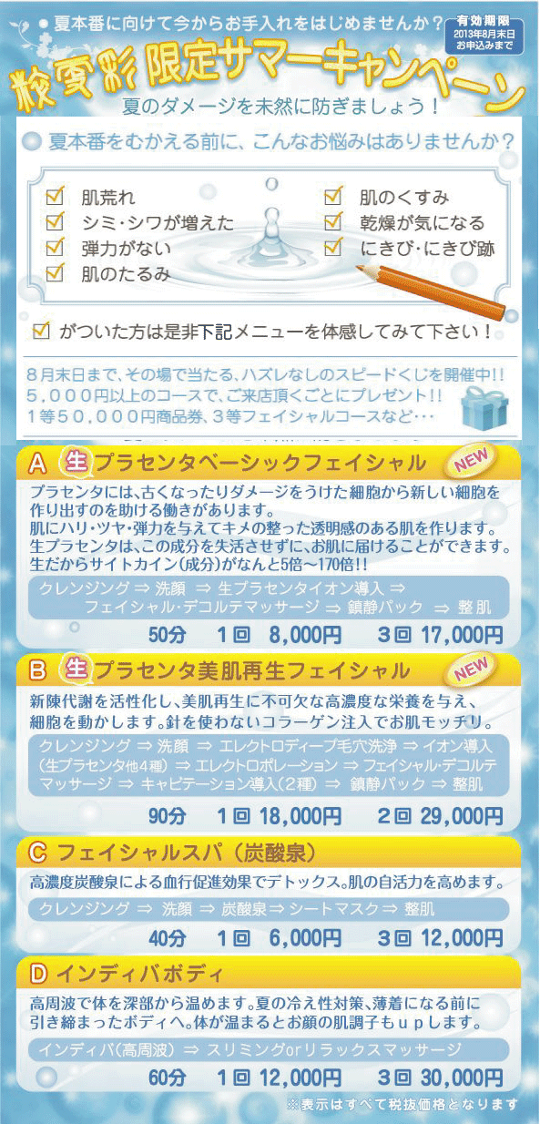 二子玉川のネイルサロン粋更彩のサマーキャンペーン