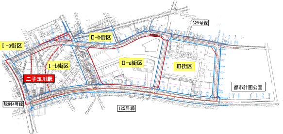 二子玉川東地区再開発の地図