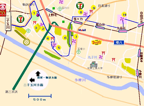 世田谷お散歩ウォーキング地図 二子玉川 自由が丘編