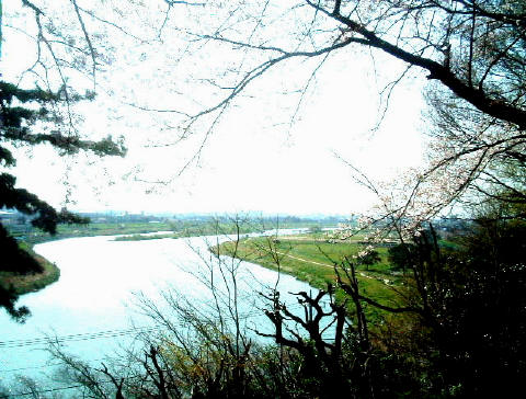 眼下に多摩川、遠景に富士山を見渡す